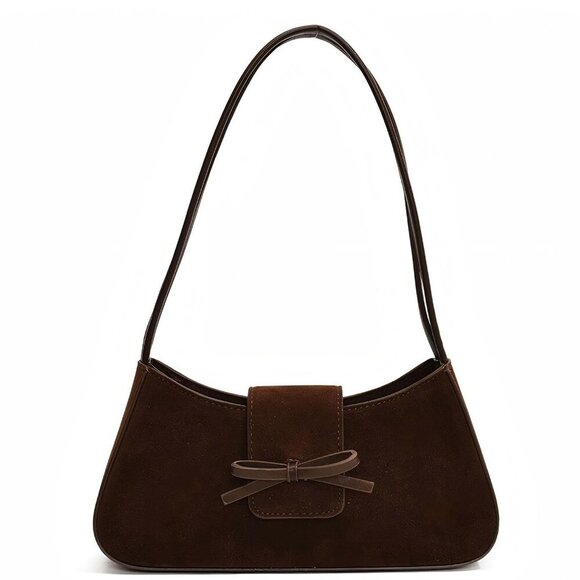 Handbags - Patent Leather Hobo Bag with Bow, Shoulder Purse for Women